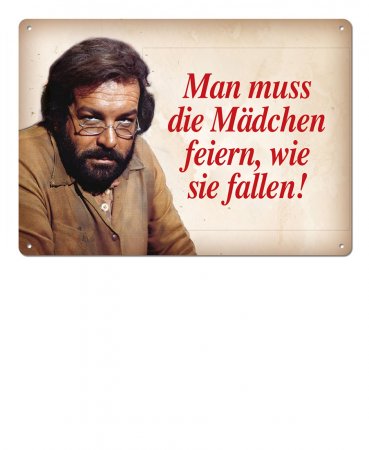 Bud Spencer Blechpostkarte - Man muss die Mädchen feiern