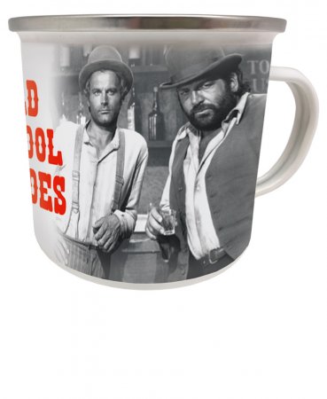 Bud Spencer / Terence Hill Emaillebecher - Old School Heroes  9 x 9 cm